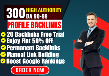 I will create 300 high da dofollow manual Profile Bac...