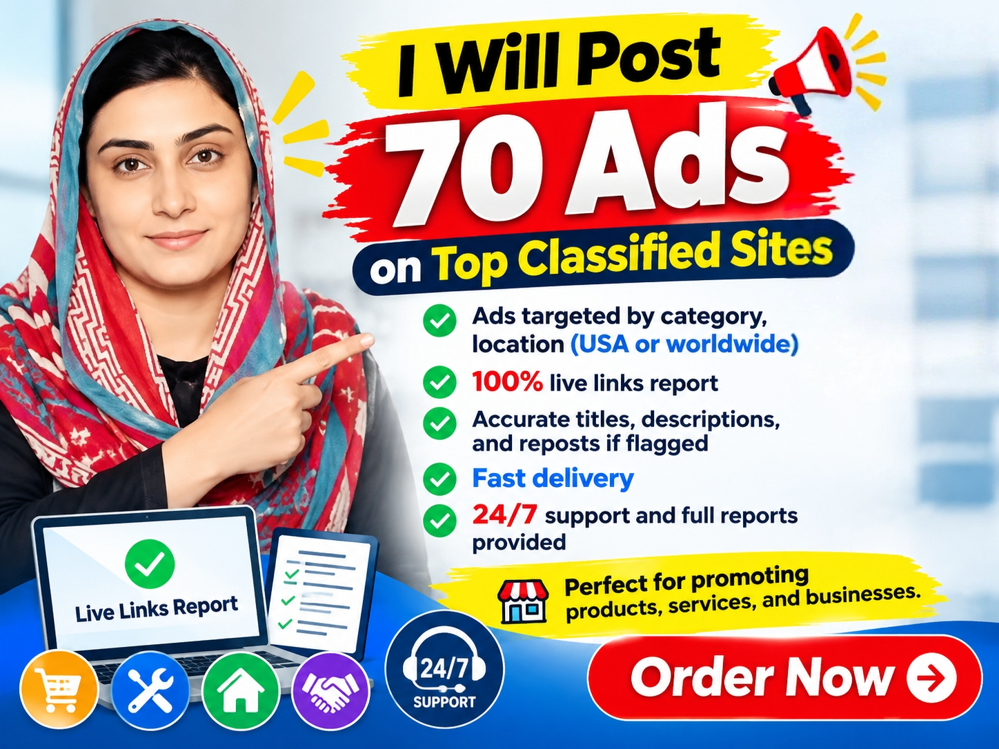 I Will Post 70 Ads on Top Classified Sites