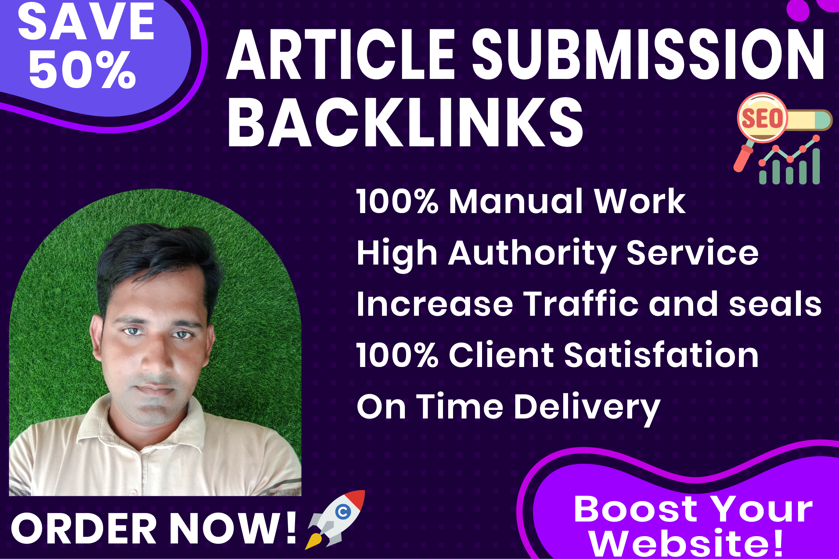 I will generate 100 backlinks through article submiss...