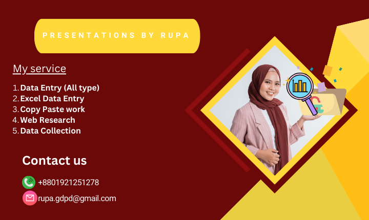 I will do data entry, data typing, web research and...