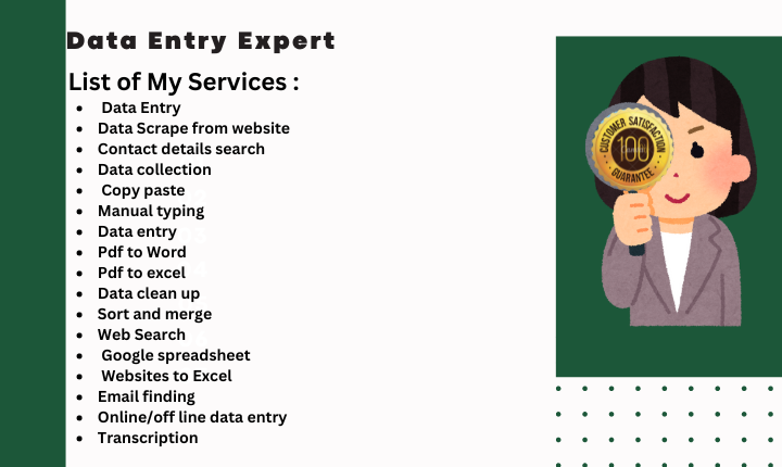 I will do data entry typing work, data collection and...