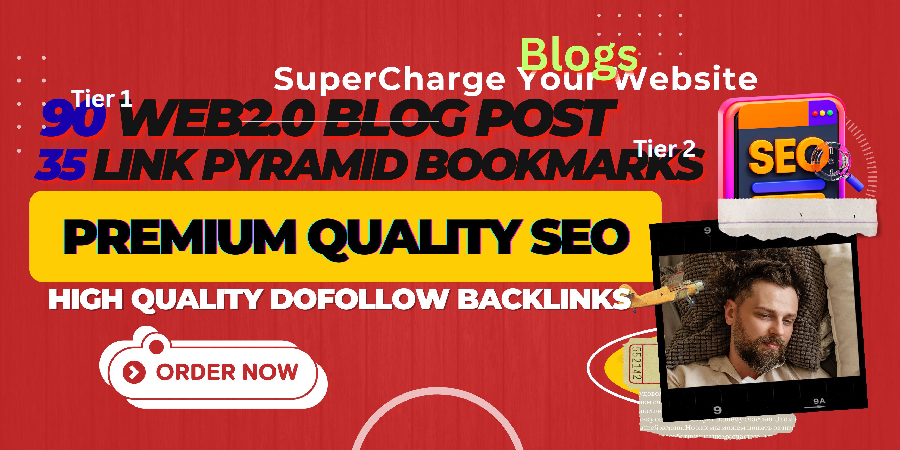 High DA SEO Link Pyramid 90 Web 2.0 Posts + 35 Tier 2...