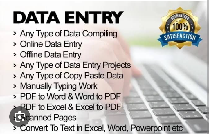 Data Entry copy paste typing work pdf conversion hand...