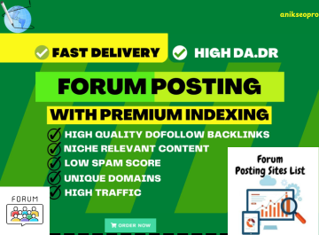 I will do Manually 100 Forum Posting and high authori...