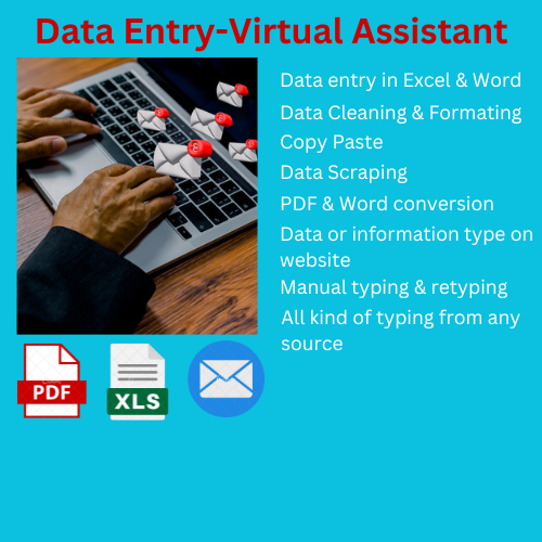 I will be virtual assistant for Data Entry, Excel, ...