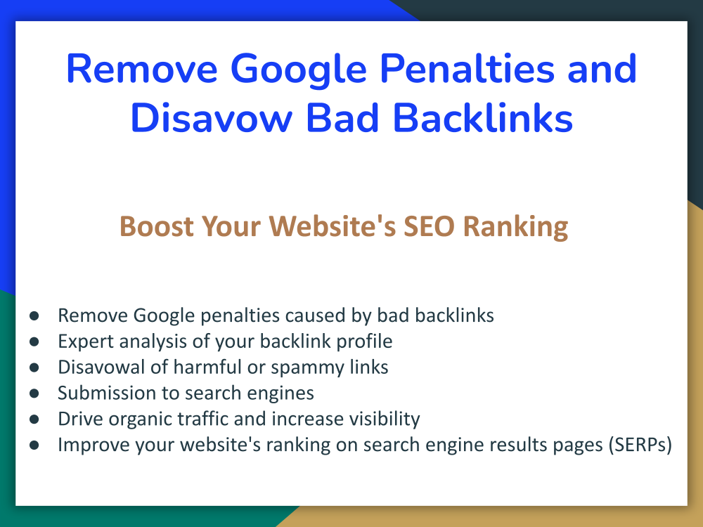 You will get Remove Google Penalties and Disavow Bad ...