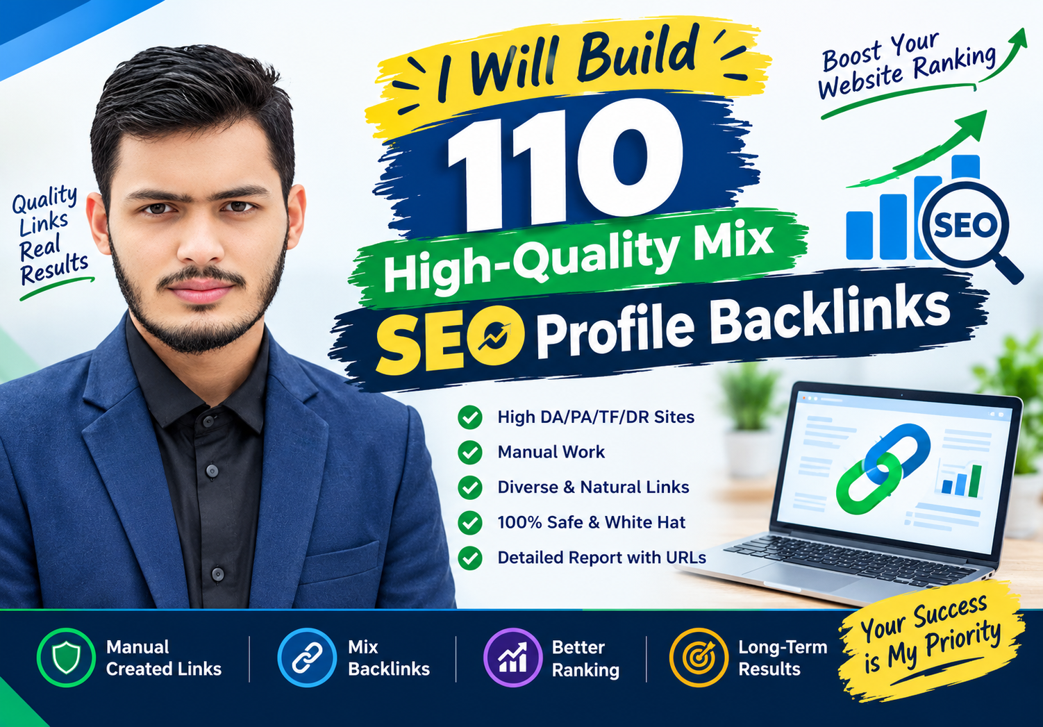 I Will Build 110 HighQuality Mix SEO Profile Backlink...