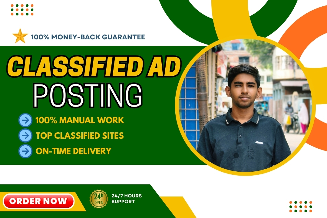 100 manual classified ad posting high DA PA backlinks...