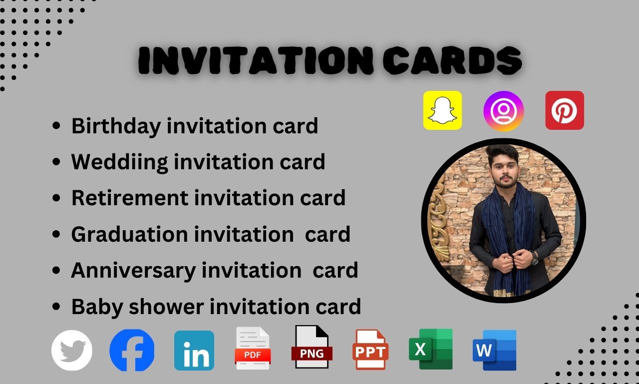 I will design an invitation card for your wedding, an...