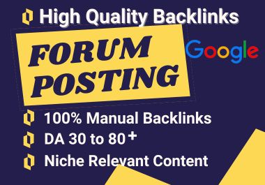 I will provide 50 Forum Posting Dofollow Backlinks to...