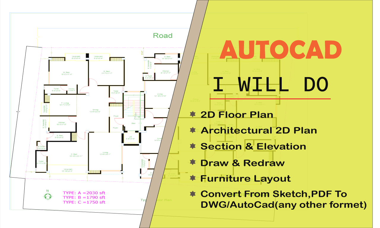 I will do autocad floor plan design, re-design, conve...