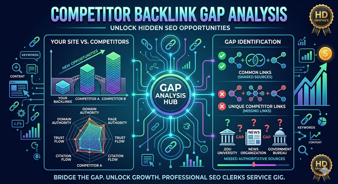 I will do advanced competitor backlink gap analysis t...