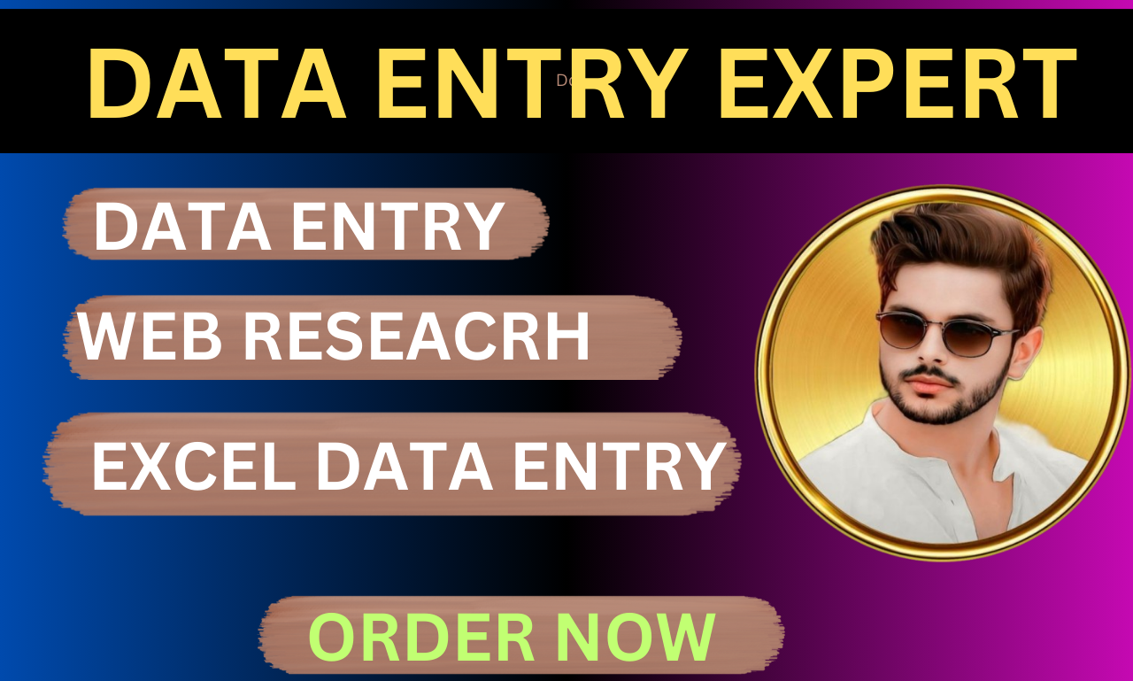 I will do accurate data entry, web research, copy p...