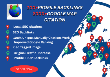 100+ Profile Backlinks & 2000+ Google Maps Citati...