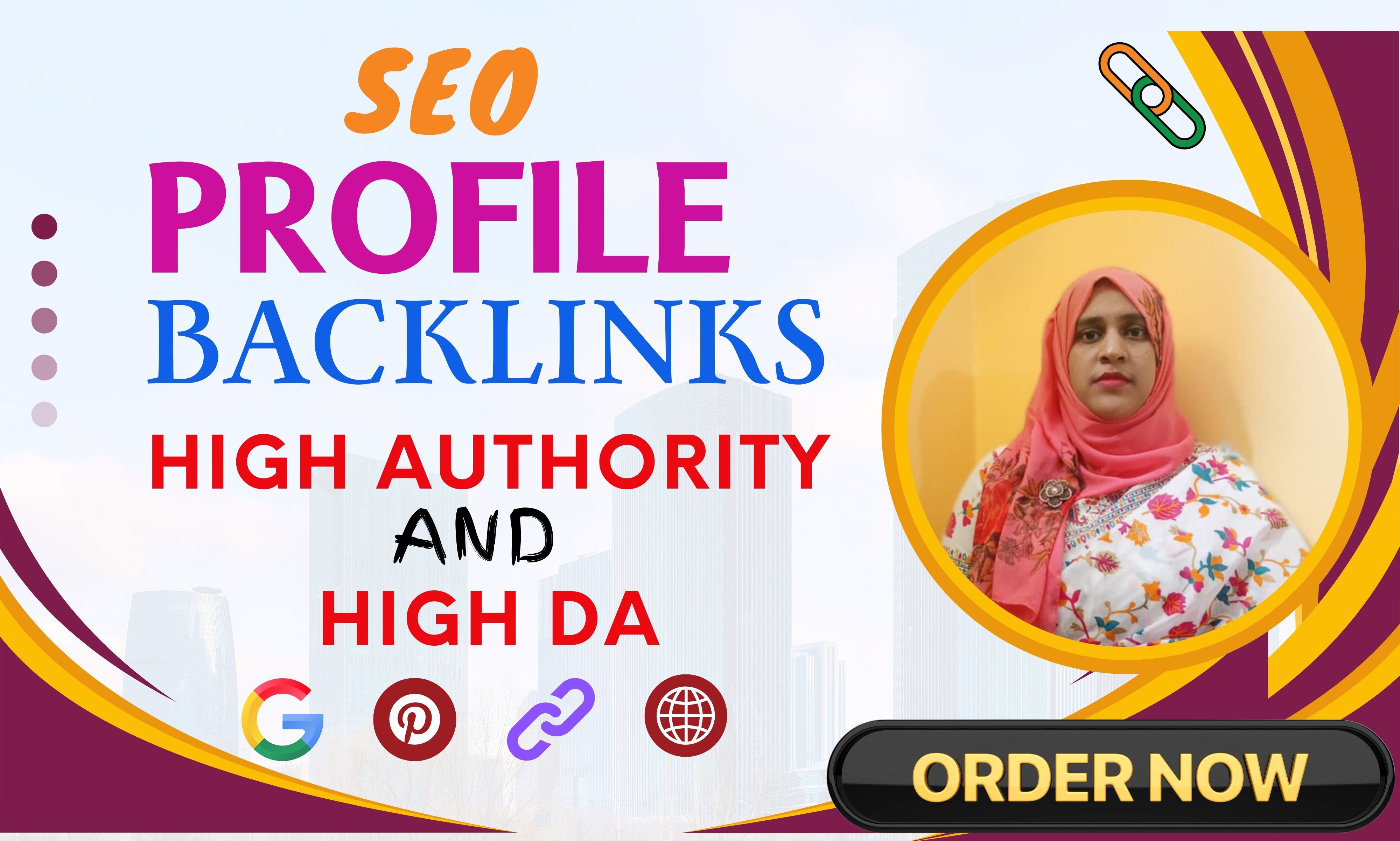 I will do 100 SEO profile backlinks from high da pa a...