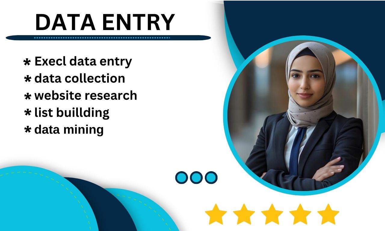 I will do data entry, copy paste, web research, ex...