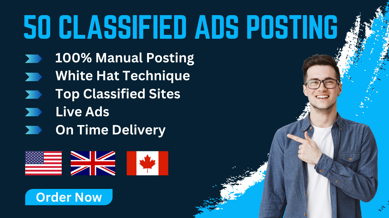 I Will Post 50 Classified Ads on Popular Ad Posting S...