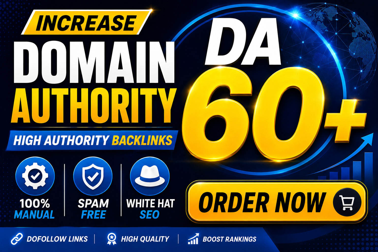 I will increase MOZ DA 60+ Permanent