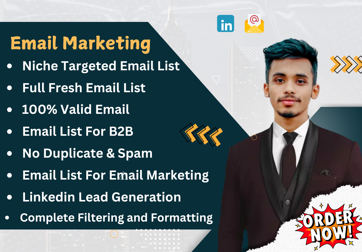 I will do niche targeted email list, b2b, Country B...