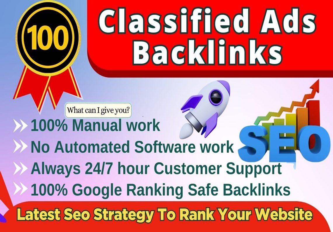 I will create 100 Classified Ads Backlink in top clas...