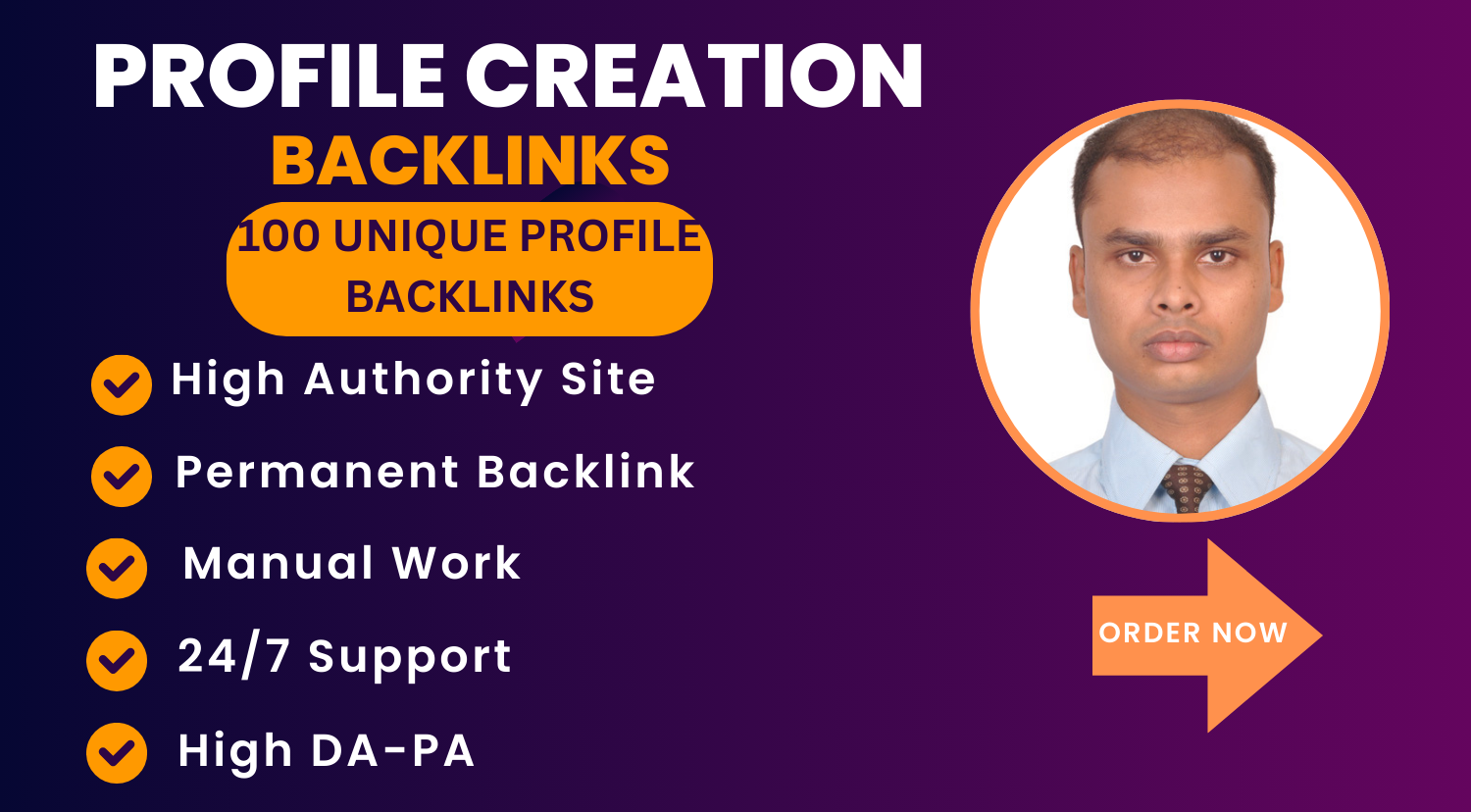 I Will Provide 100 High Quality Profile Creation Back...