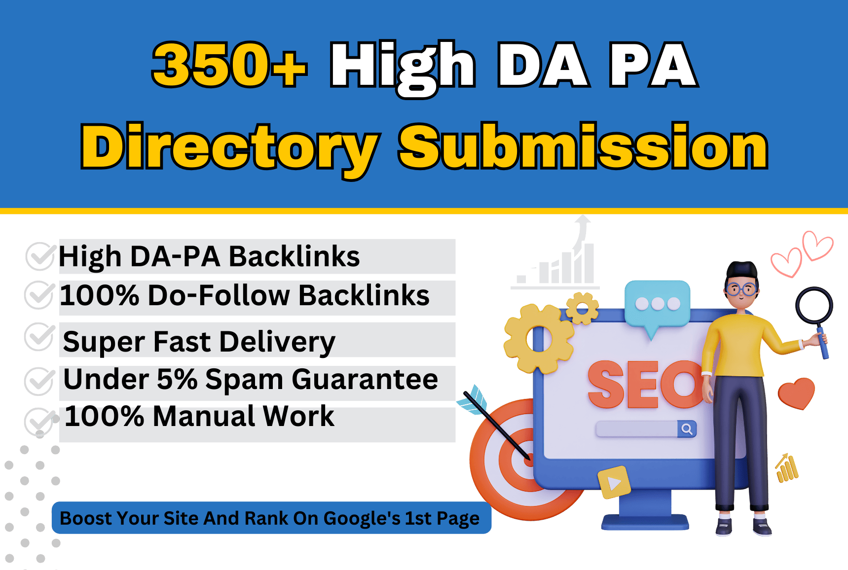 I will create top 350 directory submission backlinks ...