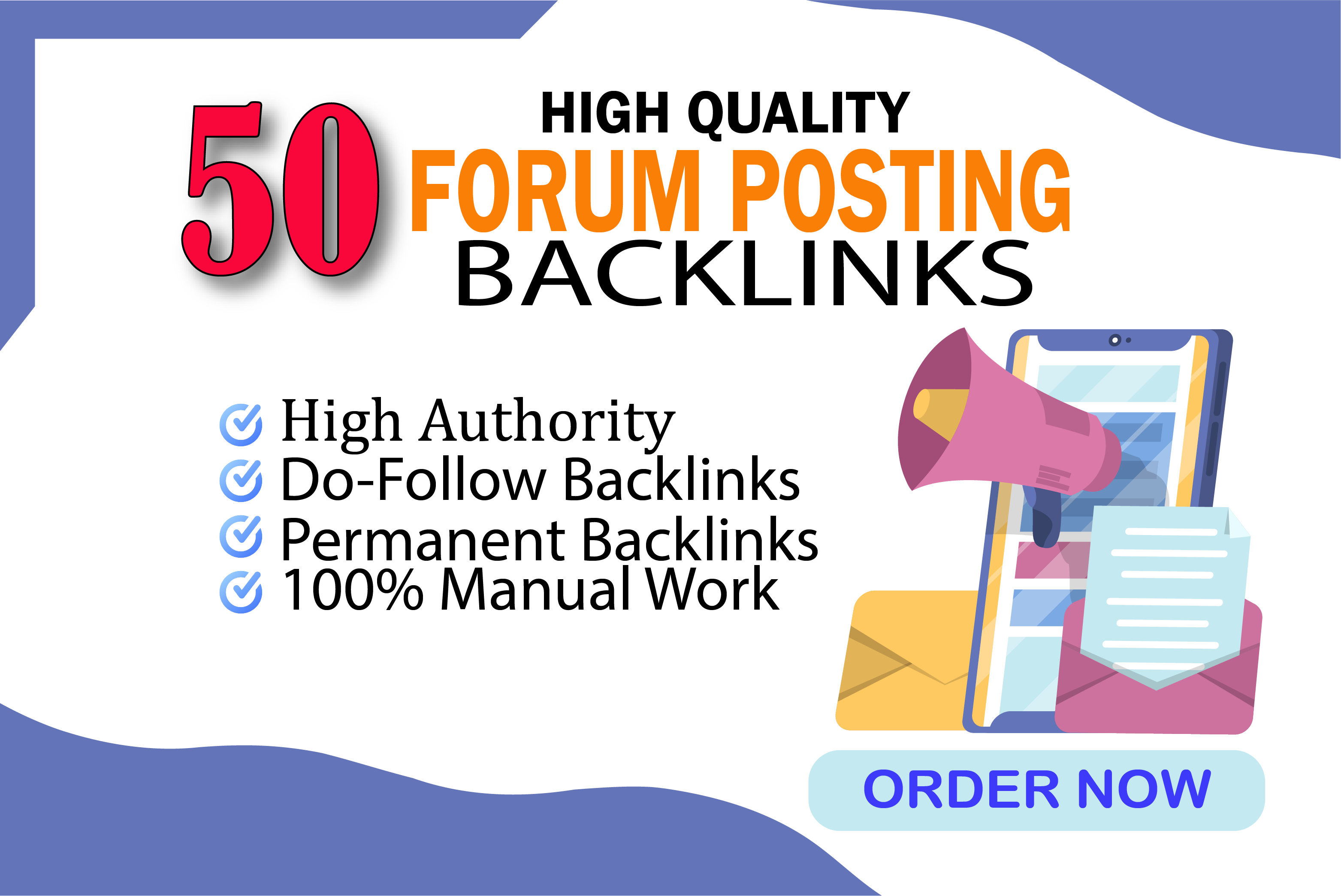 I will create 50 Forum Posting High DA PA Authority D...