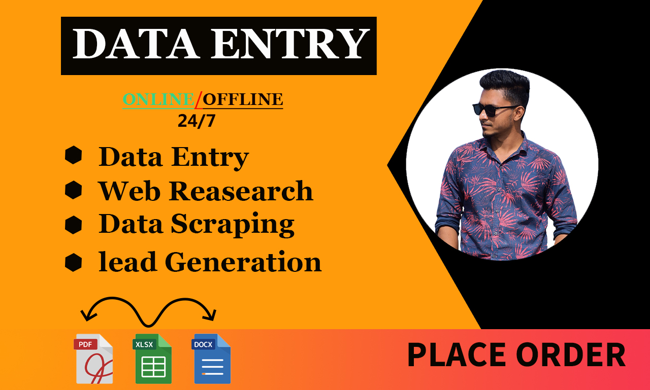 I will do data entry, web research, ms excel data e...