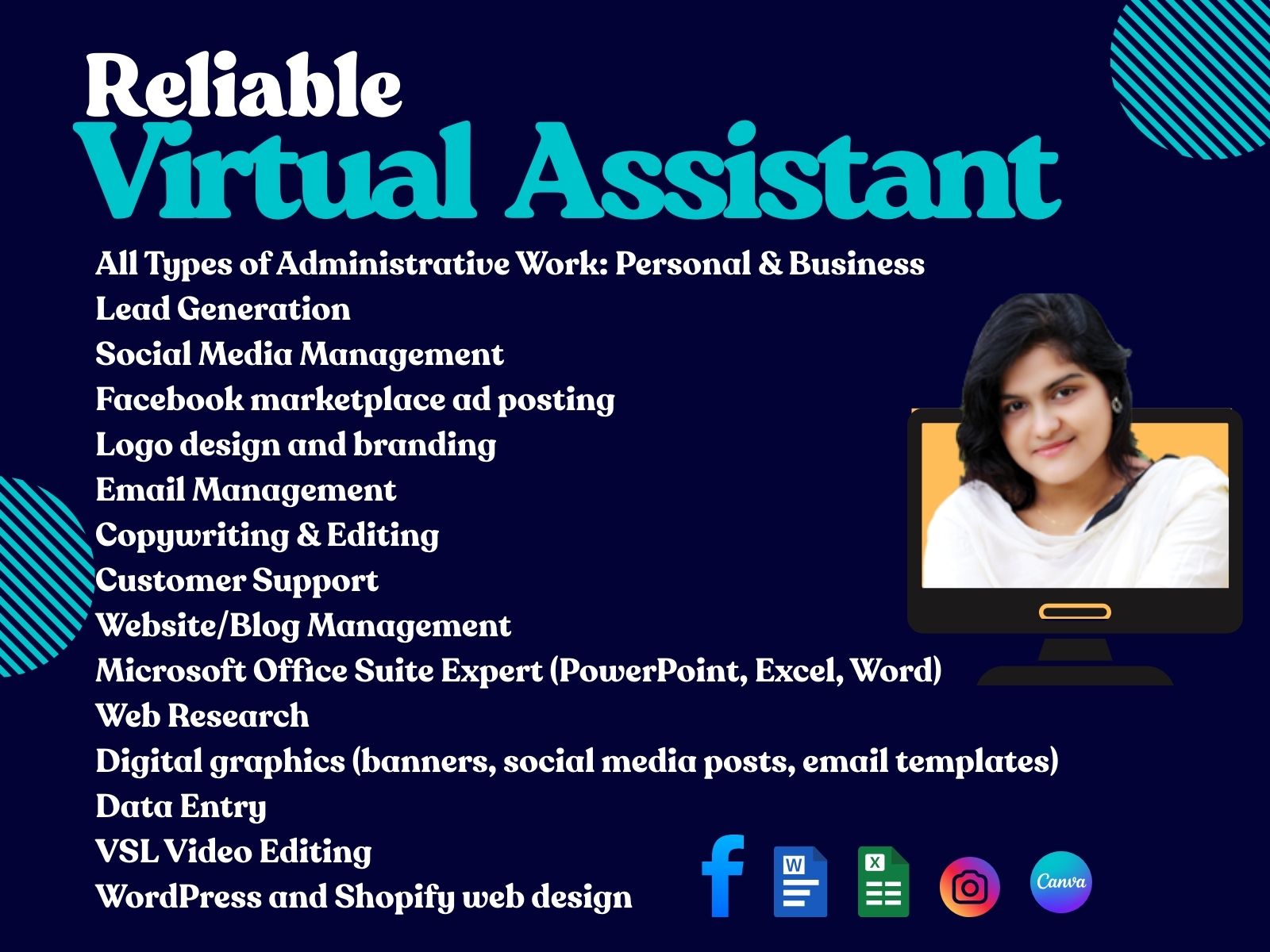 I will be your reliable virtual assistant for all you...