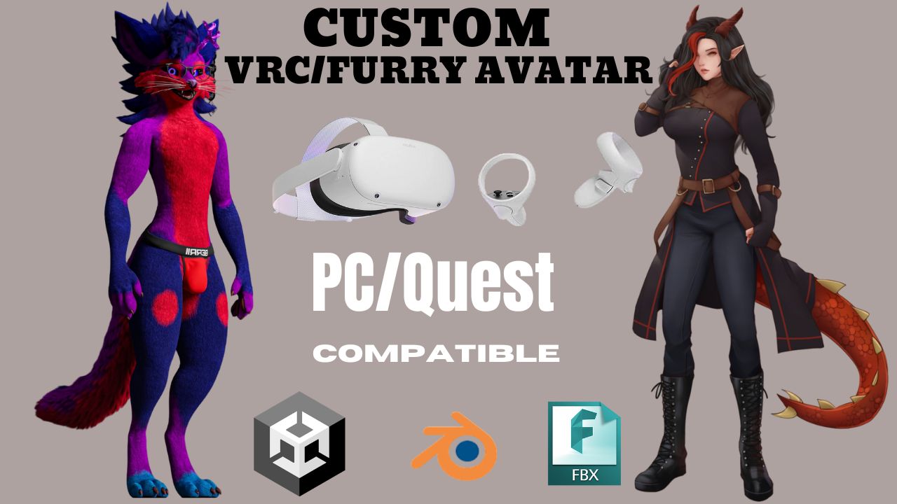 I will create custom furry avatar 3d model vrchat ani...