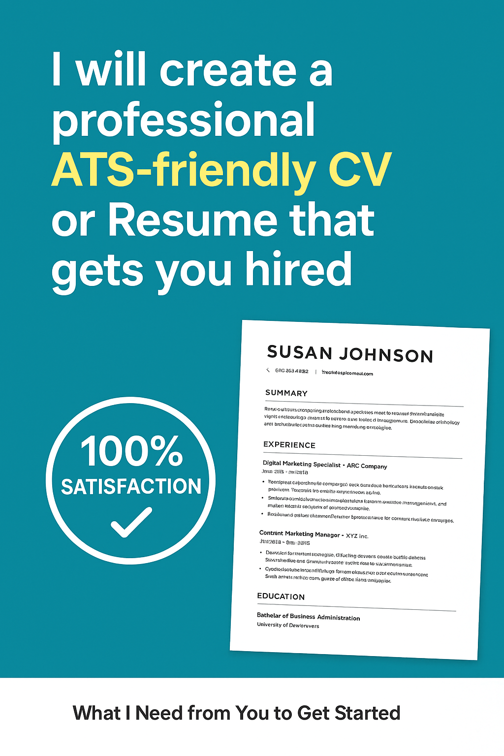I will design a professional ATS-friendly CV or Resum...