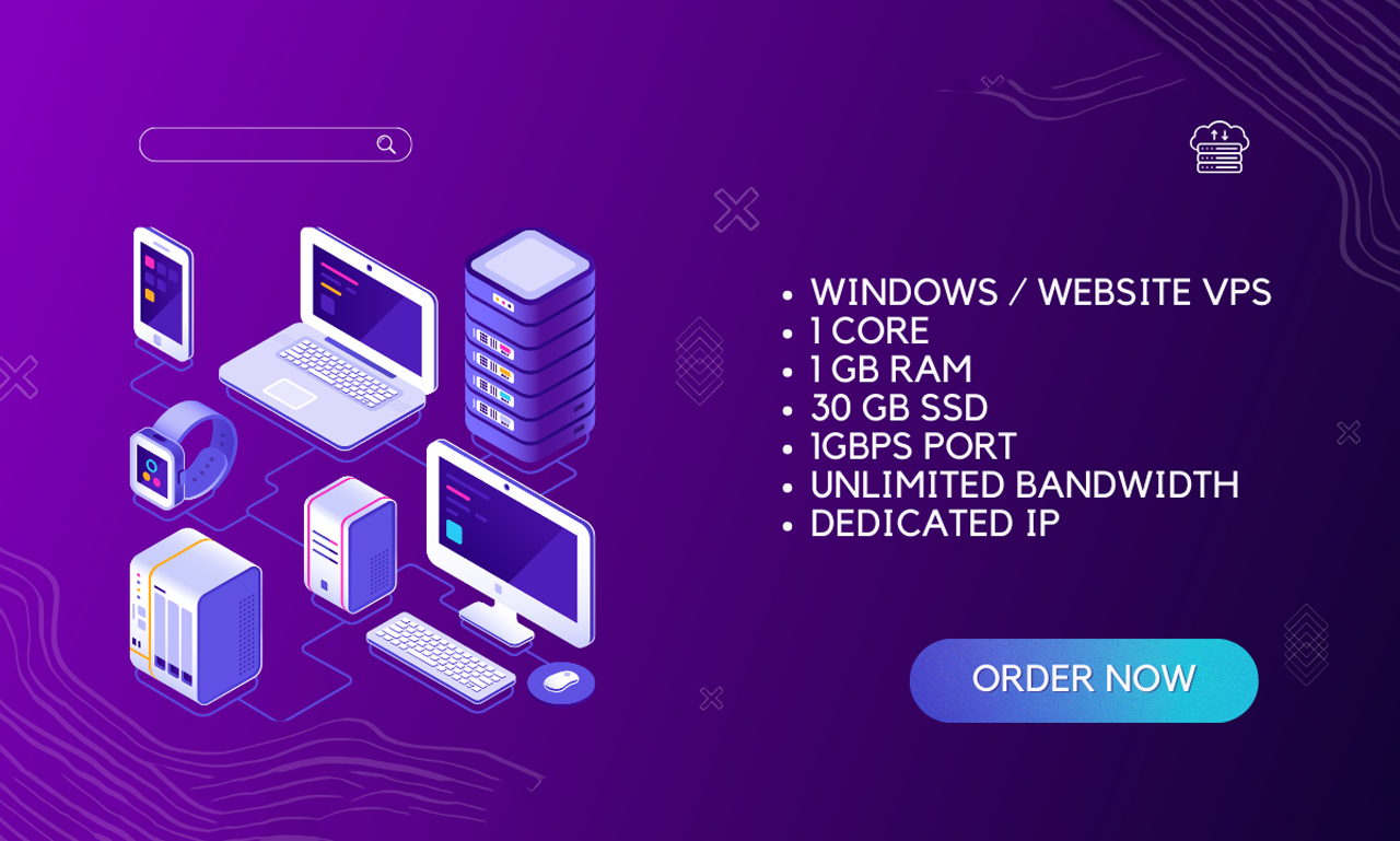 Renewable windows vps or windows vps 1gb ram 30gb ssd...
