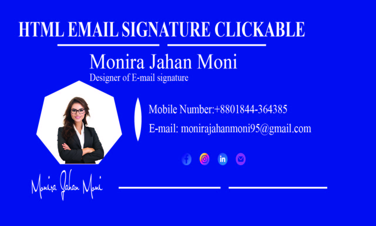 I will provide modern clickable html email signature