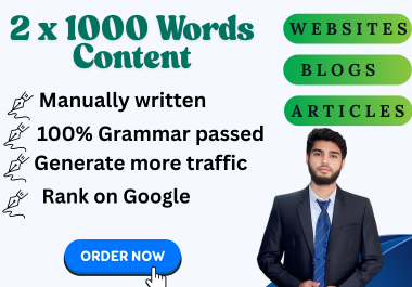 2000 Words and 20+ High Quality Content For Website a...