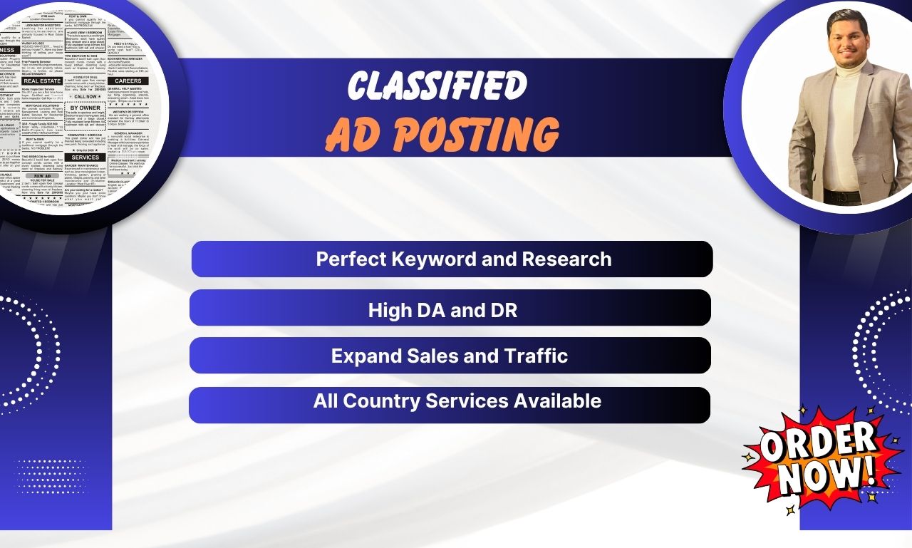 I will provide 70 Classified Ads Posting to High DA P...