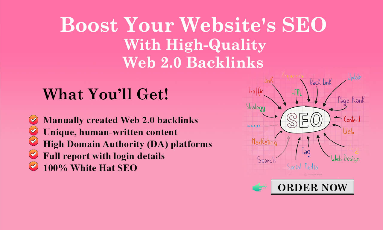 I will make 100 high DA web 2.0 backlinks to improve ...