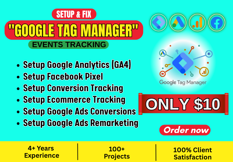 Setup GTM, GA4, pixel google ads conversion trackin...