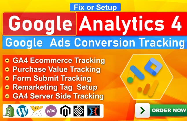 I will setup GA4 eCommerce tracking and other tag in ...