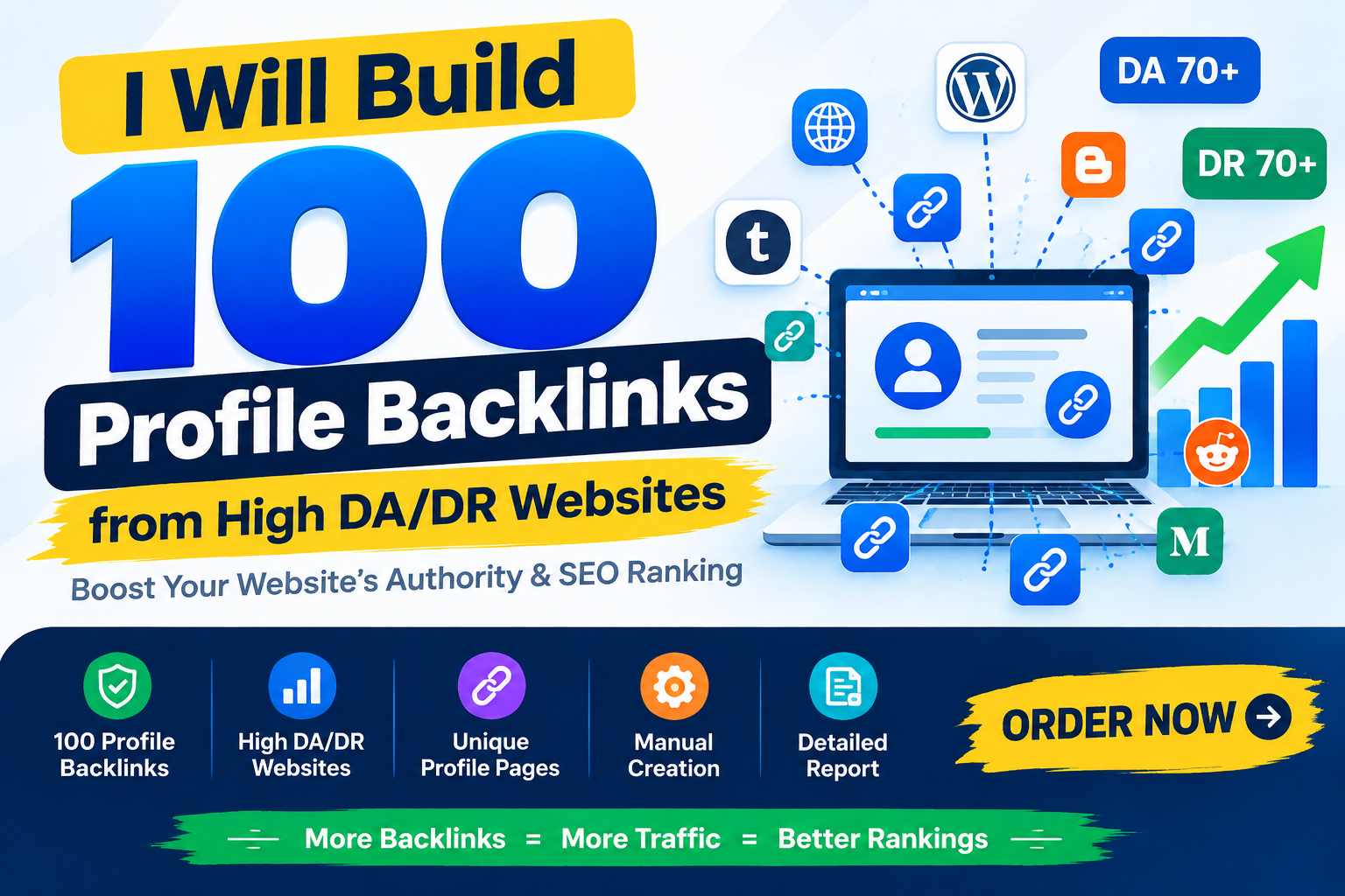 I Will Build 100 High DA DR Profile Backlinks for SEO...