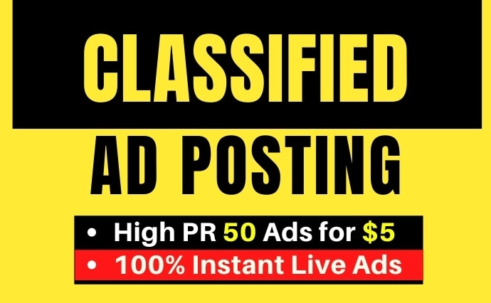 I will post classified ads on top 50 classified ad po...