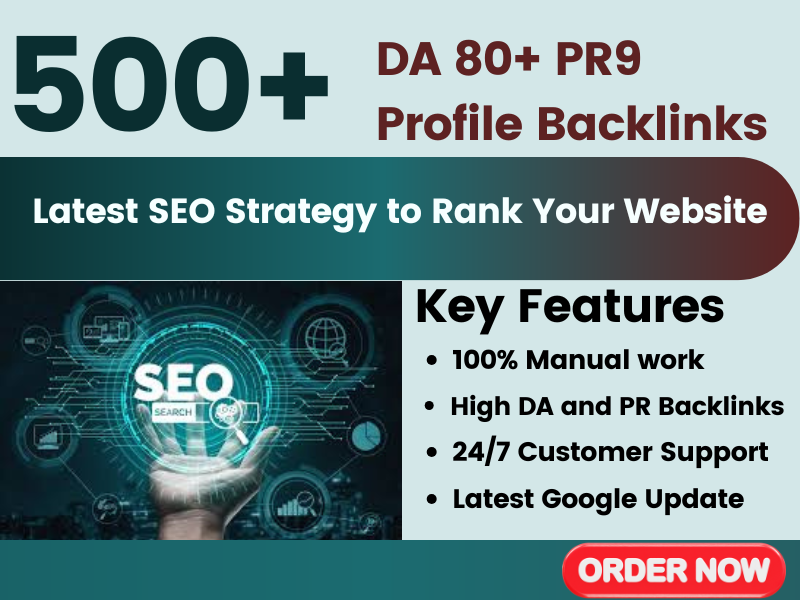 I will create 500+ high DA and PR SEO Profile backlin...