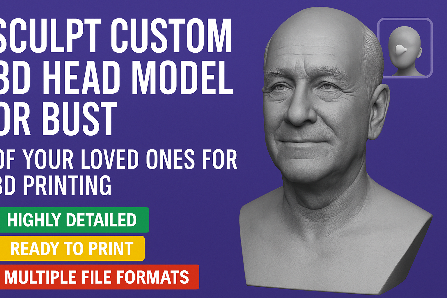 Will sculpt custom 3d head model bust models mask mod...