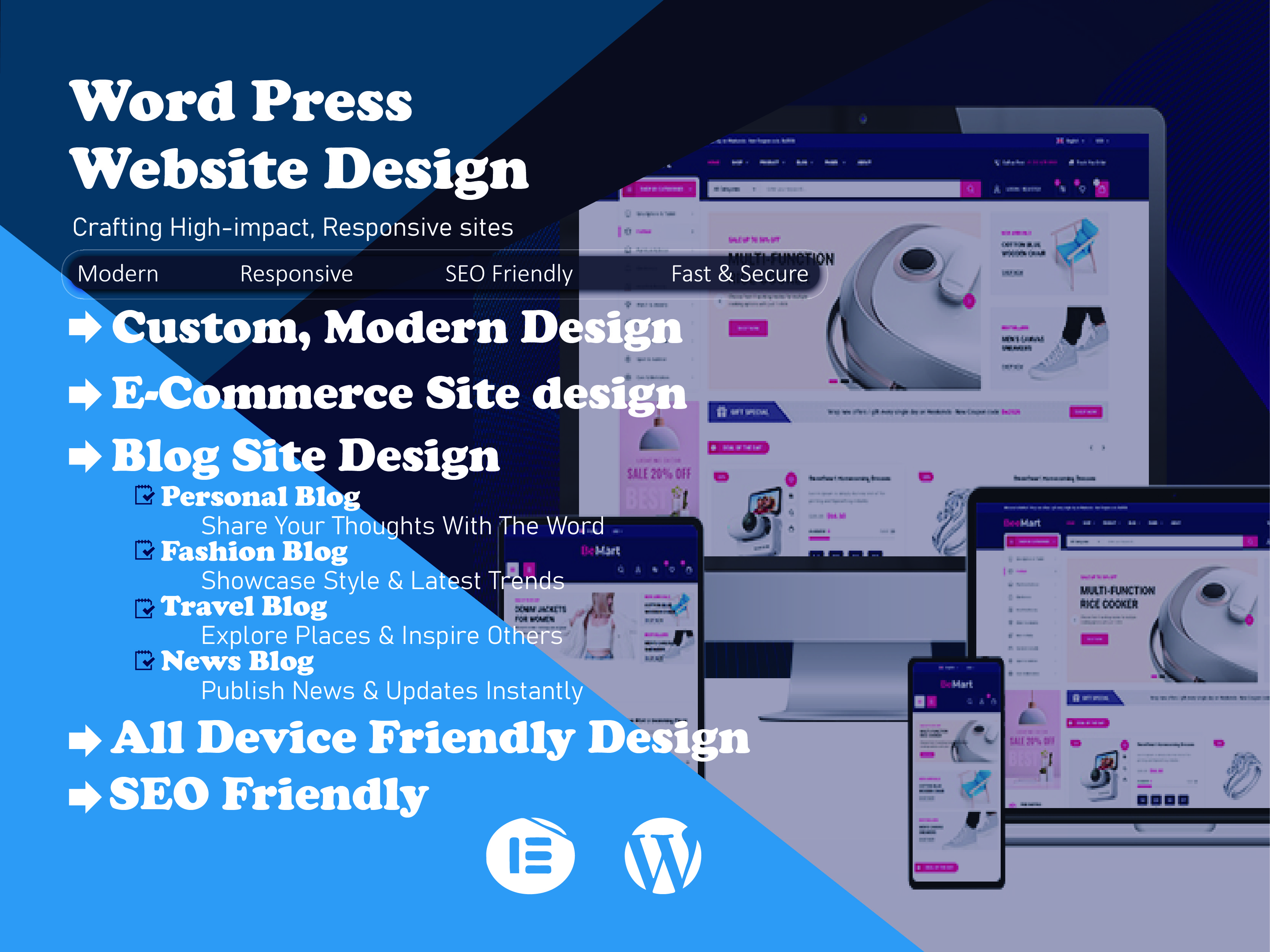 I'll design a WordPress site that is user-friendly an...