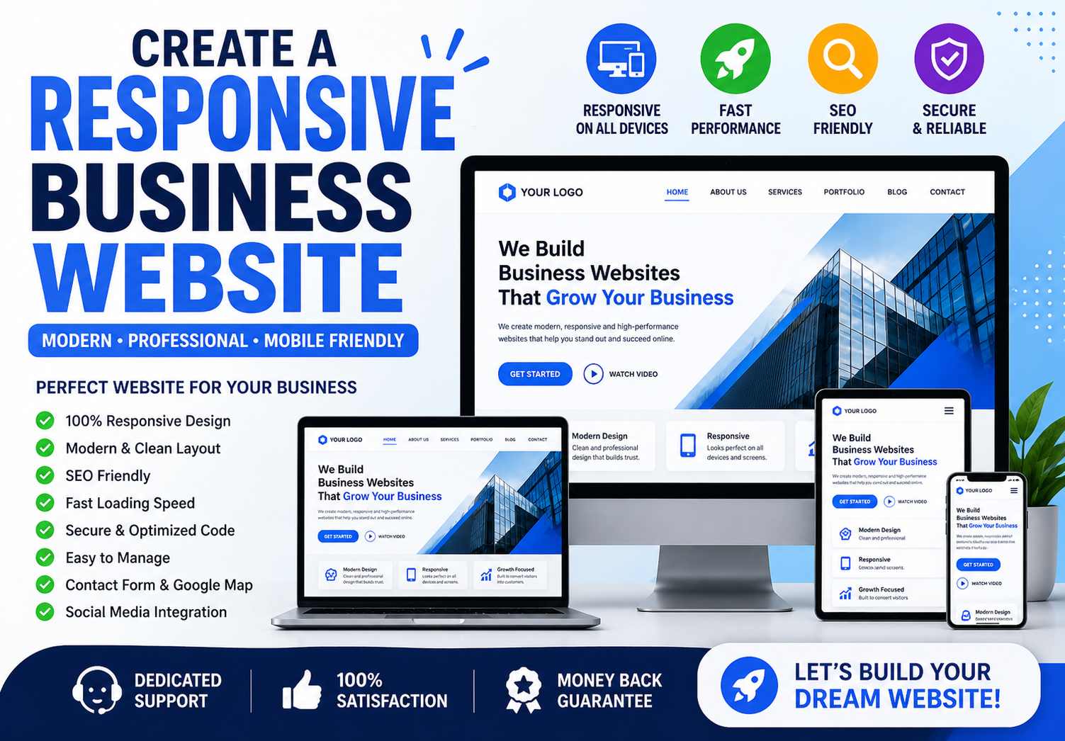 I Will Create a Modern Responsive Business Website Th...