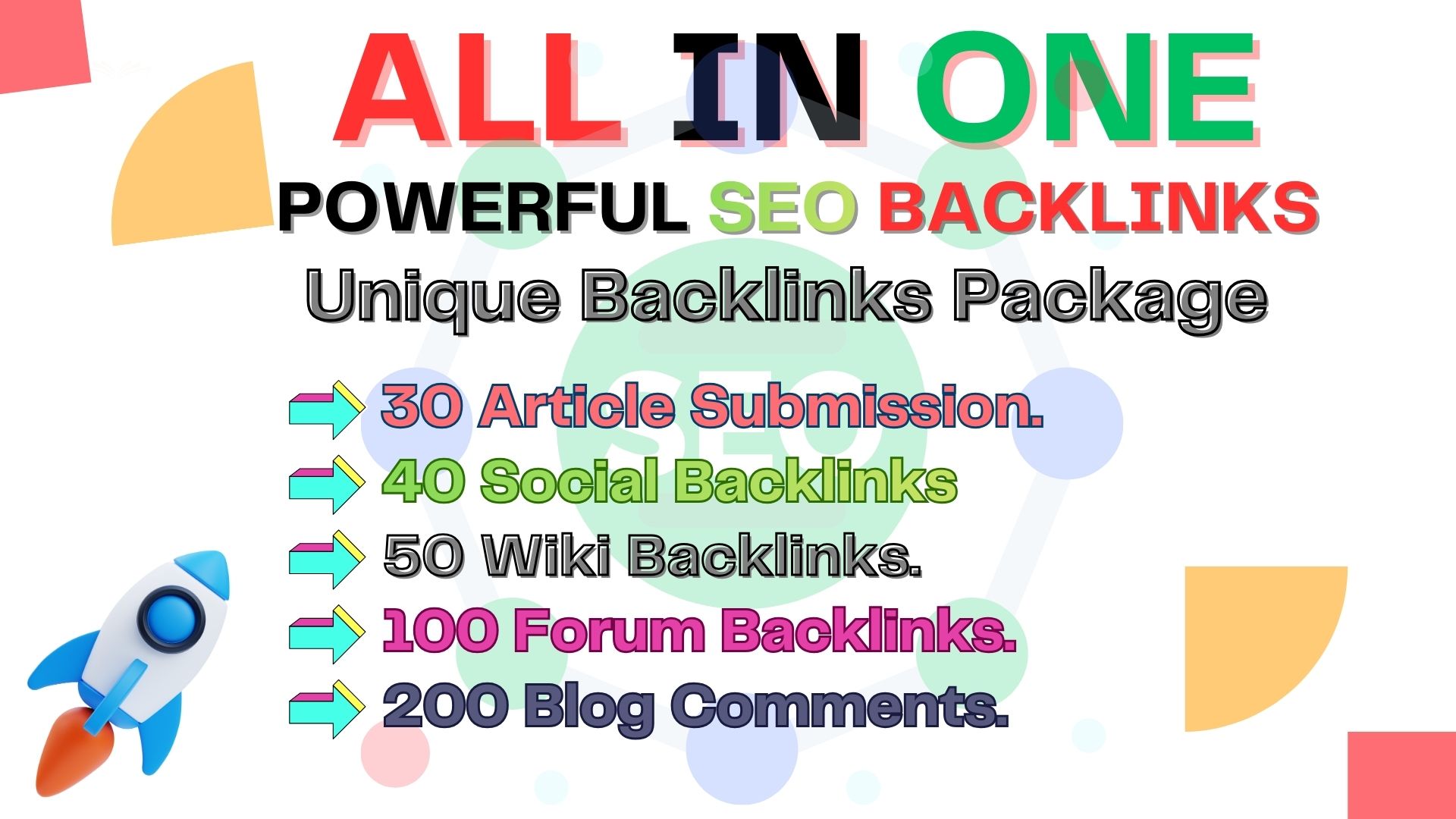 ALL IN ONE SEO Backlinks Package for your website ran...