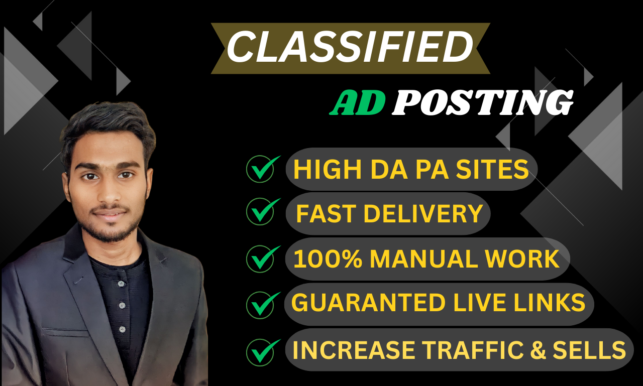 I will post your ads on 100 top-ranked classified sit...
