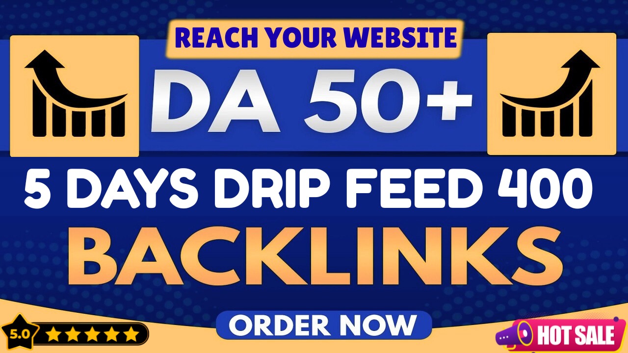 400 Seo Drip Feed Backlinks in 5 days period
