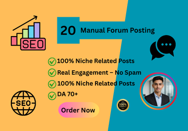 I Will Do 20 High Quality Manual Forum Posting With R...