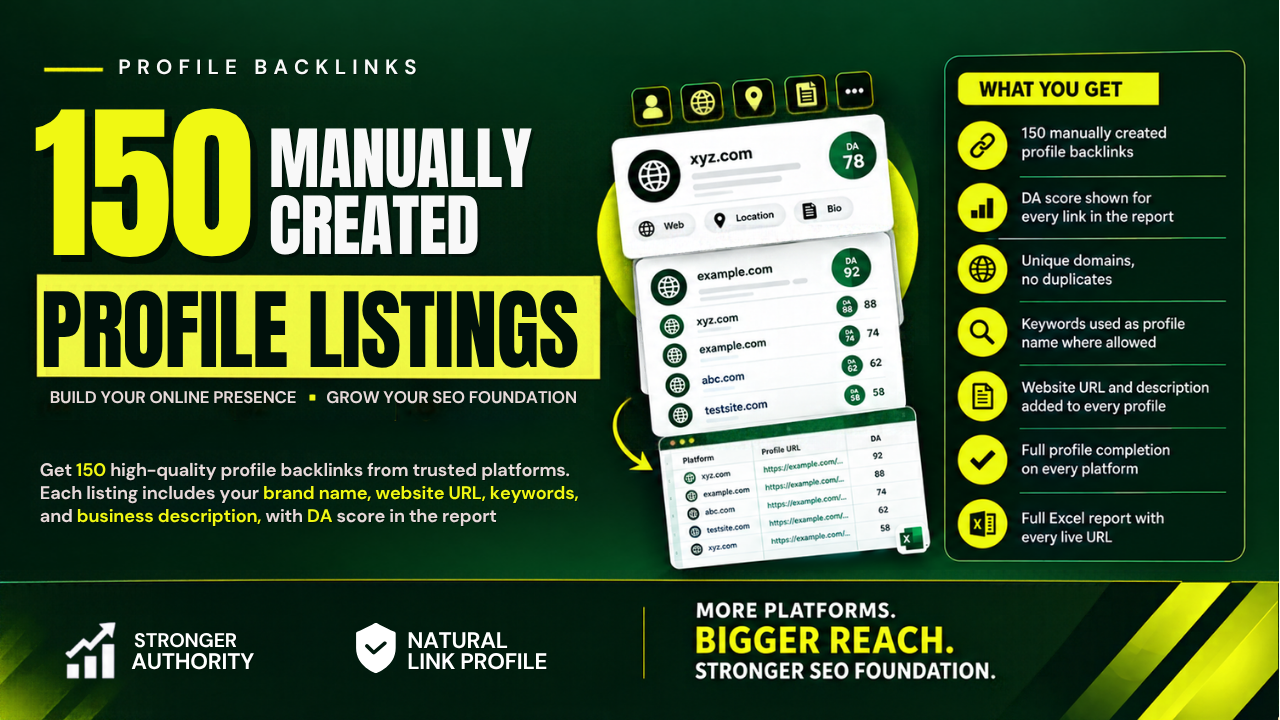 I will manually create 150 complete profile backlinks...