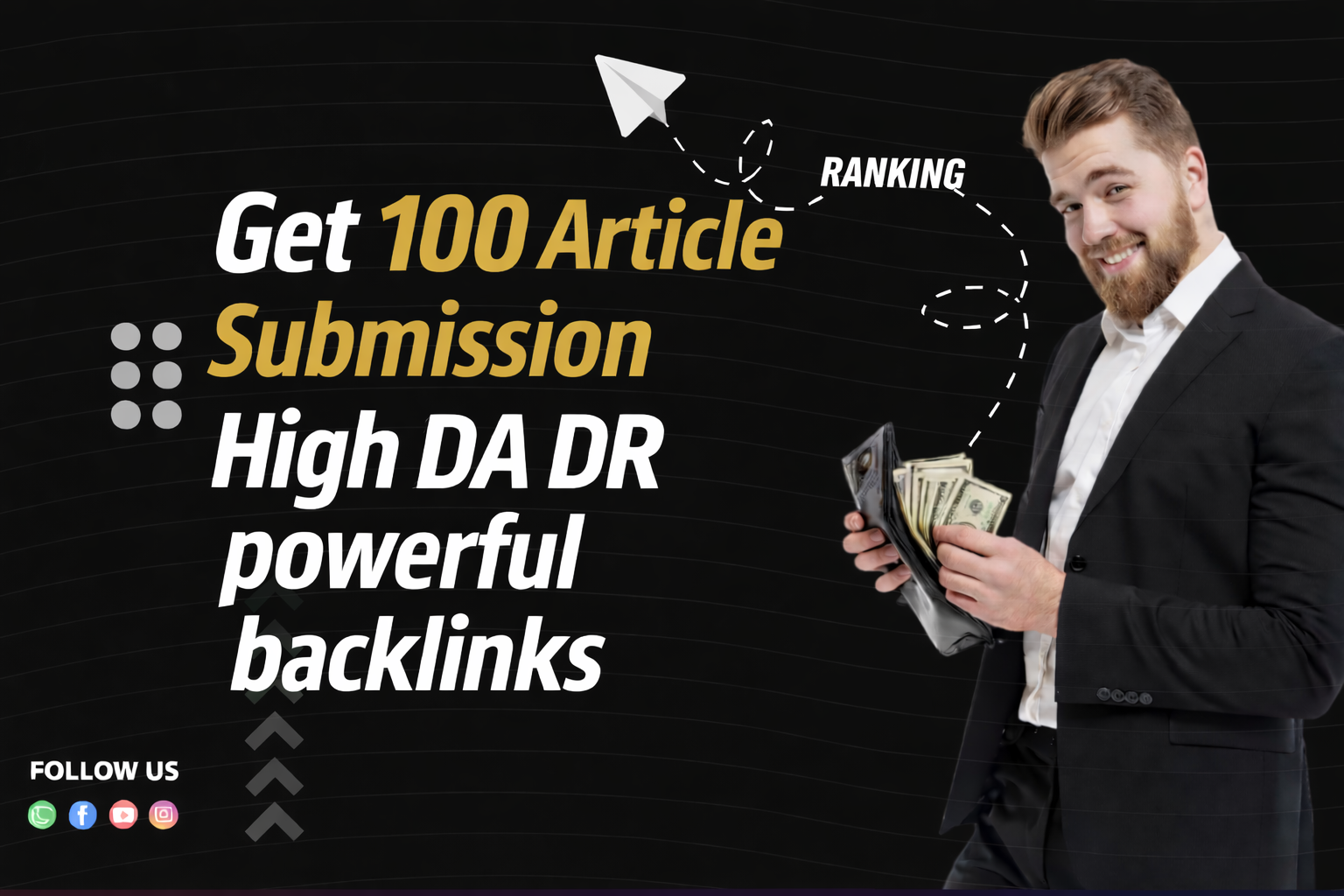 I will build 100 high DA article submission backlinks...